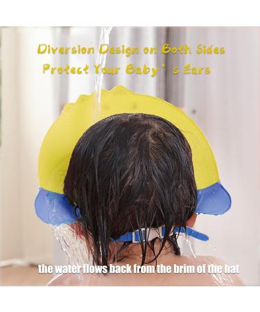 Kids Shower Cap: KAMHBE Baby Shower Cap Shield - Adjustable Crown Hair Washing Shampoo Shield for Eyes, Ears, and Face - Yellow Monster Design - Buy Online on SooperMarket.com
