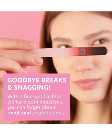 Premium Glass Nail File with Case | Czech Glass Manicure Tool | Precision Smooth Finish | Bona Fide Beauty Black Red - Buy Online on SooperMarket.com