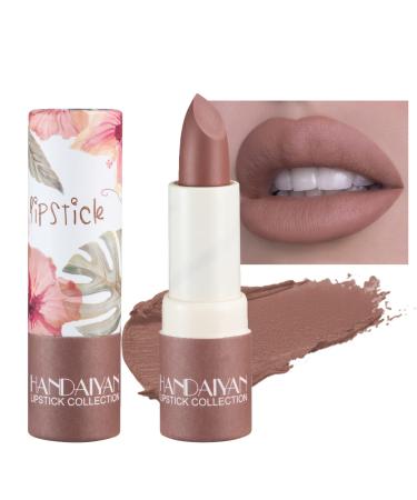 Matte Nude Lipstick Smooth Nudes Paper Tube Lip Stain Lipsticks Velvety Lip Gloss Non-Stick Cup Waterproof Long Lasting Lip Makeup Gifts for Women (05# Amber) 05# Amber 0.13 Ounce (Pack of 1)