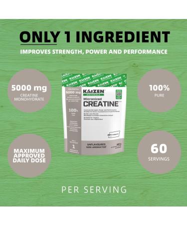 Kaizen Naturals Micronized Creatine Monohydrate Unflavoured 300g Pouch - Buy Online on SooperMarket.com