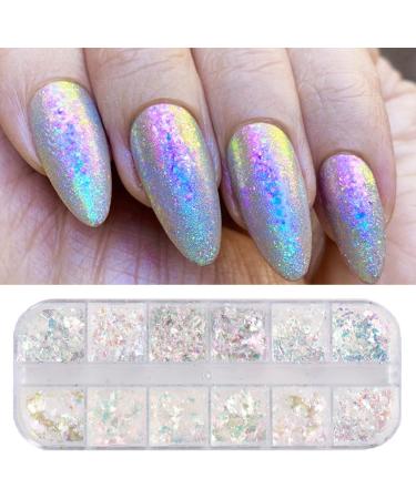 1PC Nail Art Glitter Flake Nail Art Foil Flake Nail Glitter Flakes Shining Holographic 12 Grids Nail Glitter Flake for Summer Nail Art Decoration - Buy Online on SooperMarket.com