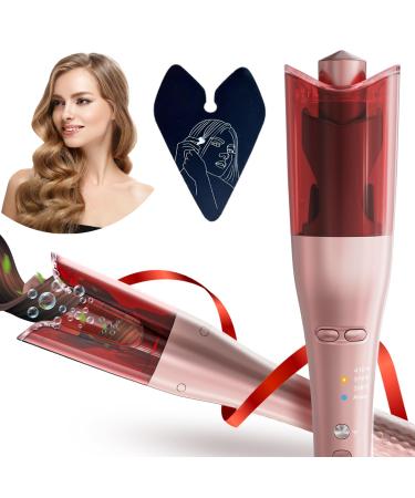 Automatic Hair Curler 2024 Upgraded Automatic Curling Iron with Anion to Protect Hair Double Layer Heat Shield Smart Anti-Stuck 3 Temperatures & 3 Timer 1 Inch Curling Iron with Dual Voltage Rose Gold
