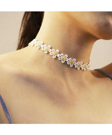 Shop Bethynas Colorful Floral Choker Necklace | Vintage Daisy Flower Neckband for Women & Teen Girls Perfect Bridal Party Neck Jewelry | Adjustable Clavicular Design - Buy Online on SooperMarket.com