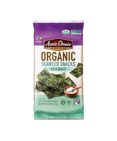 Annie Chun's Organic Seaweed, Sea Salt, Keto, Vegan, & Gluten-Free Snack, 0.16 Ounce (Pack of 12)
