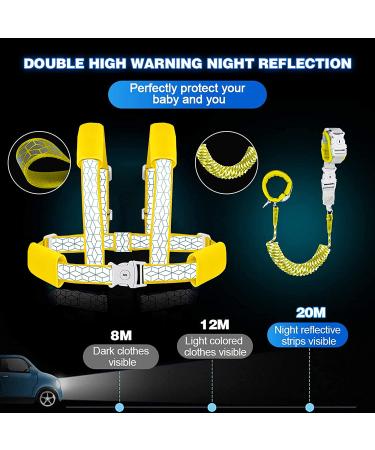 Toddler Safety Harness with Lock and Anti Lost Wrist Link, Reflective Tape Liner - Yellow Leash (6.5ft) - Buy Online on SooperMarket.com