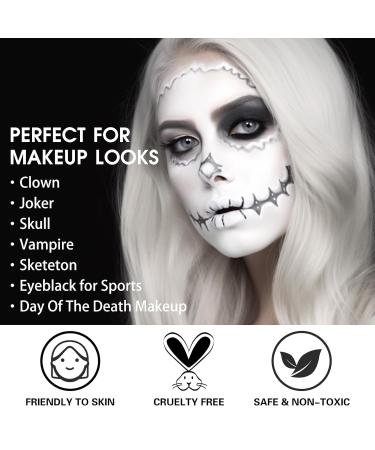 BOBISUKA White Face Paint - Blendable Clown Makeup for Halloween Cosplay & Theater | Skull Joker Vampire & More - Buy Online on SooperMarket.com