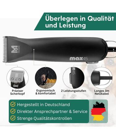 Moser Max 45 Dog Clipper - Powerful 2-Speed Animal Hair Cutter & Trimmer for Dogs Cats & Paws - 3 Attachment Sets - Buy Online on SooperMarket.com
