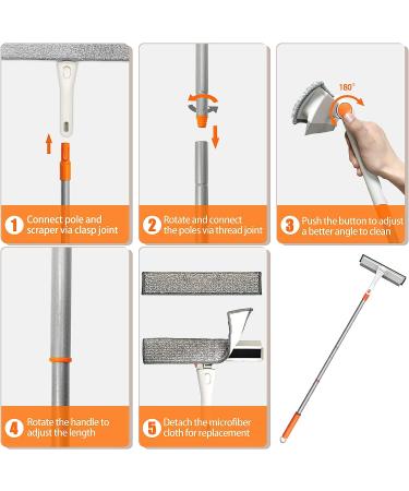 2-in-1 Rotatable Window Squeegee Kit | 48 Extendable Handle, 180 Rotating Head | Window Cleaner, Scraper & Scrubber Combo for Glass Cleaning - Buy Online on SooperMarket.com