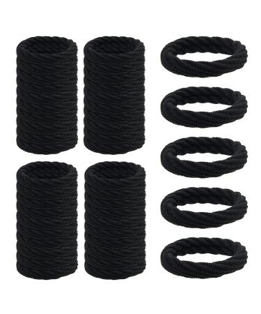 100 pieces of hair tie black seamless cotton hair tie elastic ponytail holder black soft hair bobbles hair accessories for women girls children