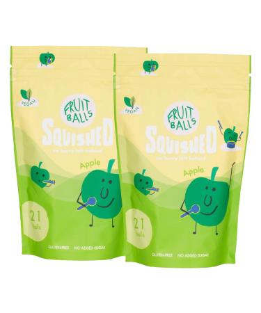 Squished Apple Fruit Balls | 2 x 150g Resealable Pouches | Sustainable Snacking Air-dried Fruit | Gluten-Free | Vegan | Healthy Snacks To-Go for Adults and Kids | 21 Mini Balls per pouch