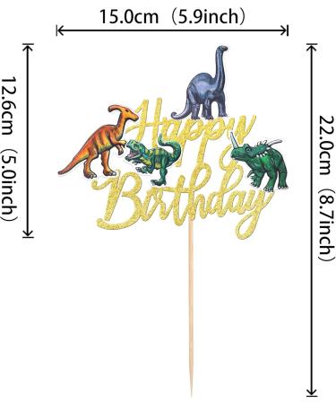 Dinosaur Birthday Cake Toppers - 1 Piece Roar Rex Decoration for Boys & Kids - Gold Dino Accessories for Baby Shower & Party - Buy Online on SooperMarket.com