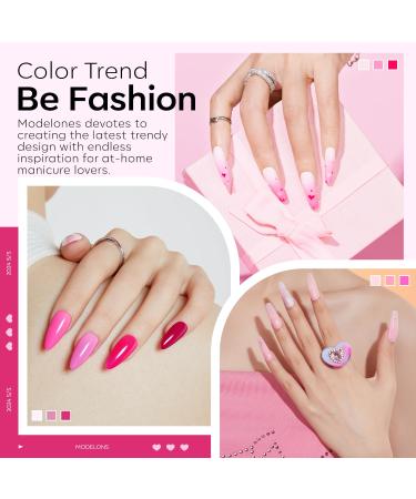 Modelones Acrylic Powder - 6 Pink Glitter Shades for Nail Art | Neon & Soft Tones - Perfect for Valentine's 3D & French Nail Extensions - Buy Online on SooperMarket.com