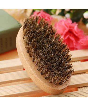 Premium Mini Beard Brush for Men - Wild Boar Oval Design | Facial Hair Cleaning & Grooming Tool (9x5x3 cm) - Buy Online on SooperMarket.com