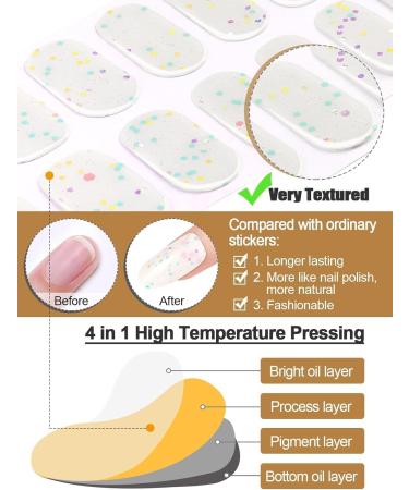 Kalolary 20PCS Luminous Glitter Gel Nail Polish Strips - Glow in The Dark Adhesive Nail Art Sticker Set - Waterproof Full Wrap Gel Nail Wrap Stickers - with Nail File and Stick - Pure White - Buy Online on SooperMarket.com