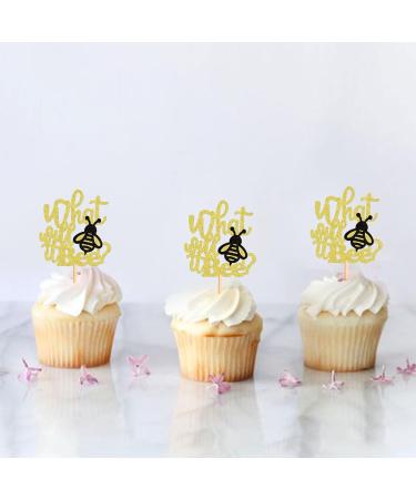 Cyodoos 24Pcs Bee Cupcake Toppers What Will It Bee Cake Decorations for Bee Theme Baby Shower Kids Boys Girls Birthday Party Decoration Supplies Bee5 - Buy Online on SooperMarket.com