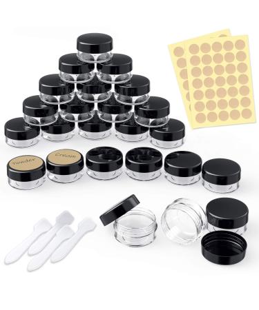24 pieces of jaws pamiyo 10ml of empty cans clear crucible cream can empty transparent crucible tap with screw cap trip potty pot set for lotion cream mini candles cosmetic (black) 10ml black