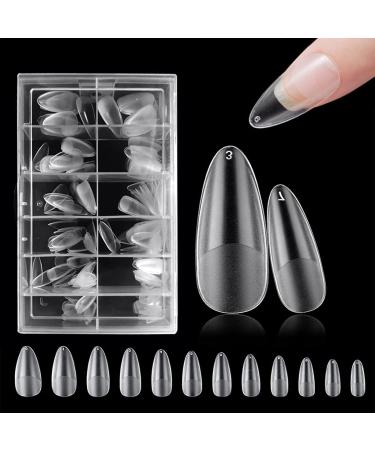 240 pieces full cover nail tipust no wrinkle 12 size clear nail tips with box for pressing nails diy manicure almond almond almond all polished-240pcs