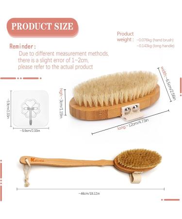 Natural Bristle Bathing Brush with Long Handle - Removable Back Brush & Dual Brush Heads for Effective Shower Scrubbing - Buy Online on SooperMarket.com