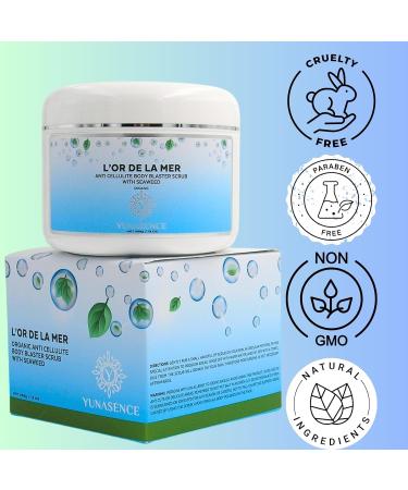YUNASENCE L OR DE LA MER Organic Anti-Cellulite Body Scrub | Sea Salt Seaweed & Lemongrass 13oz | Smoothing & Exfoliating Skin Treatment - Buy Online on SooperMarket.com