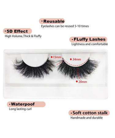 TIKILEY 06 Fluffy Mink Lashes - 20MM Dramatic D Curly Cat Eye 3D Mink Lashes - Natural False Eyelashes Pack - Buy Online on SooperMarket.com