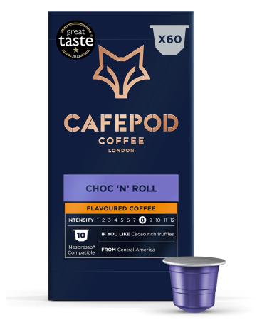 CafePod Flavoured Coffee Pods Nespresso Compatible Chocolate 60 Aluminium Capsules Chocolate 60 count (Pack of 1)
