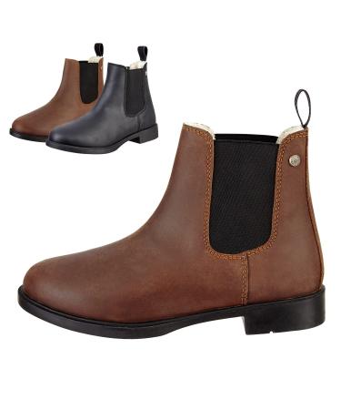 Suedwind Footwear Chelsea Boot "Nova Jodhpur Winter" |Comfortable ankle boots made of real leather |Shoe slip boots in waxy-oily cowhide |Robust rubber sole |Teddyfell 37 EU brown