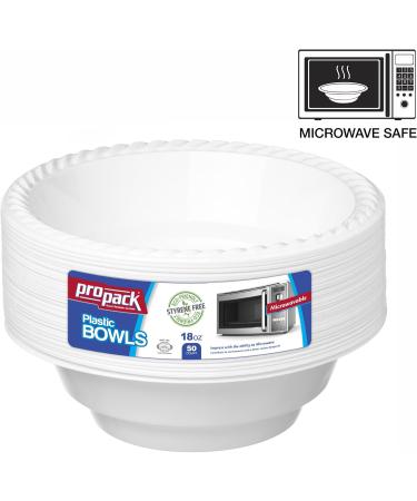 ProPack 1 50 Count Disposable Plastic 18 oz Heavy Weight Bowls - Ideal for Weddings, Parties, Office, School, Outdoor Events - White, Convenient for Take-out and Fast Food - Durable and Versatile (50 Bowls) - Buy Online on SooperMarket.com