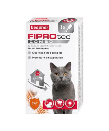 Beaphar | FIPROtec COMBO for Cats | Kills Fleas Flea Eggs & Ticks | Stops Fleas Multiplying on Pet & in the Home | Vet Strength Treatment | 1 Pipette