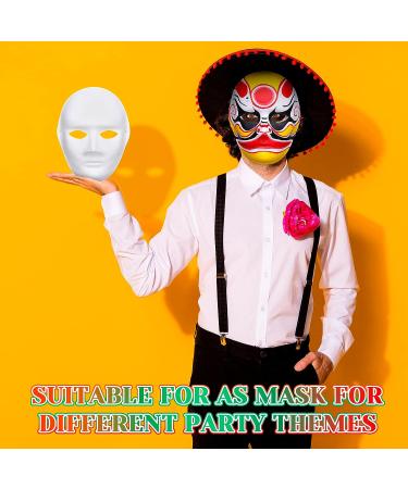 Aoriher 50 Pcs Paper Mache Full Face Masks for DIY Crafts - White Blank Masks for Men, Ideal for Mardi Gras, Masquerade, Art and Cosplay - Buy Online on SooperMarket.com