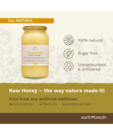 Earthbreath Goldenrod Raw Honey - 1.4kg - Pure Honey Unpasteurized Unfiltered Unprocessed - From Single Apiary - Natural Sweetener for Food Cooking Coffee Tea Drinks 1.40 kg (Pack of 1) - Buy Online on SooperMarket.com