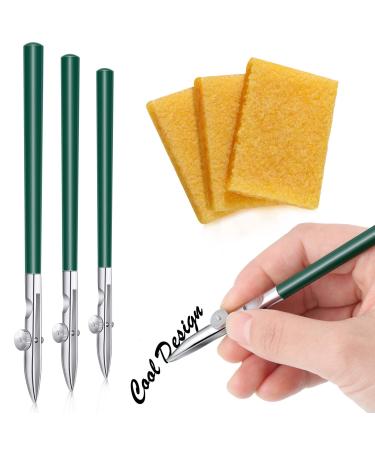 Zonon 6 Pieces Art Ruling Pen 3 Sizes Masking Fluid Pen and 50 x 35 x 5 mm Glue Residue Eraser  Ruling Ink Pen Set for Watercolor Drawing Mounting Art Artists Supplies (Green)