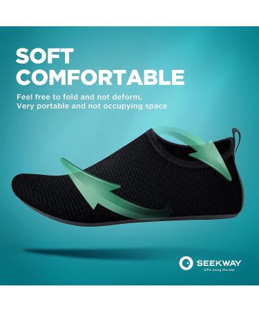 SEEKWAY Water Shoes - Quick Dry Aqua Socks for Beach, Pool & Surf - Black SK002 - Size 8.5-9.5 Women/7.5-8.5 Men - Buy Online on SooperMarket.com