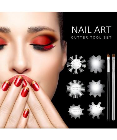 French Nail Trimmer Set with V Smile Line Cutter and Nail Brush - Stainless Steel Manicure Tools for DIY Nail Art (Silver) - Buy Online on SooperMarket.com