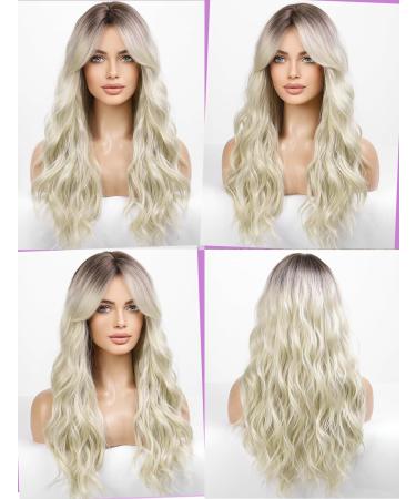 Wokestar Long Platinum Synthetic Wig with Curtain Fringe for Women - Buy Online on SooperMarket.com