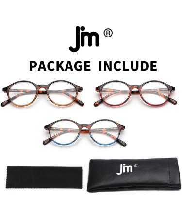 JM 3 Pack Vintage Round Reading Glasses - Spring Hinge Readers for Men & Women - 2.00 Magnification - Mixed Color - Buy Online on SooperMarket.com