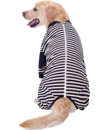 Large Dog Clothes Dog Pajamas Jumpsuit Flexible Breathable Zipper Soft Cotton Striped Dog Jumpsuit Costume Apparel for Medium Dogs Large Dogs (7-Back length-55cm Black) 7--Back length--55cm Black - Buy Online on SooperMarket.com