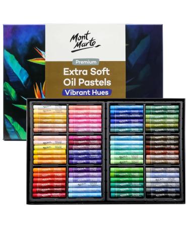 Mont Marte Extra Soft Oil Pastels 72pc  Assorted Bright Colors  Vibrant and Buttery  Versatile Art Pastels for Blending  Layering & Shading  Ideal for Art  Craft  Coloring and Sketching