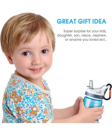 Kids Water Bottle 2 Pack with Straw - 12oz BPA-Free Small Bottles for School, Boys, Girls - Leakproof, Portable, Blue - Perfect for Outdoor Sports, Travel - Includes Clip - Tritan Material - Buy Online on SooperMarket.com