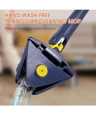 Rotatable Adjustable Cleaning Mop | 85 Long Handle 360 Triangle Baseboard Wall Cleaner with Extension Pole | 4 Reusable Washable Pads | Wet Dry for Ceiling Floor Wall | Blue - Buy Online on SooperMarket.com