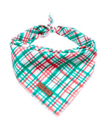 Lionet Paws Christmas Bandana for Dog headscarf dog hill towel triangular scarf for small medium -sized and large dogs S (1 -pack) red & green checkered