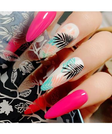 Tebi Nail Art Stamp Template - Valentine's Day Coconut Tree Love Heart Kiss Flower & Leaf Designs | Perfect for Creative Nail Art - Buy Online on SooperMarket.com
