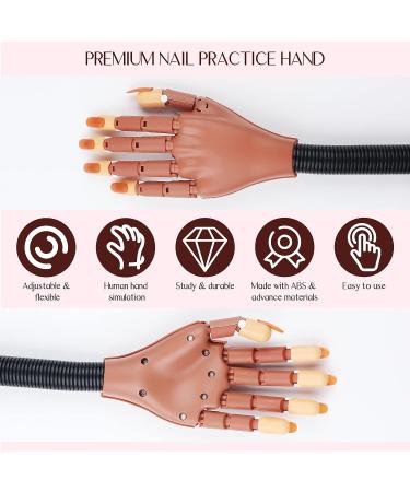 Saviland Flexible Practice Hand for Acrylic Nails | Manicure Training Kit for Beginners with 200 Nail Tips and Accessories - Buy Online on SooperMarket.com