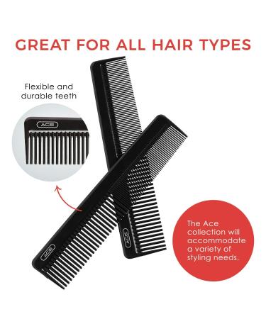 Ace Hair Dressing Comb 7.5 Inch Black - Fine Teeth for Thin to Medium Hair - Buy Online on SooperMarket.com