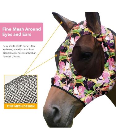 Shop Harrison Howard Stretchable UV Protection Fly Mask - Breathable Full Visibility Ventilating Ear Covers - Blossom Vibe (Large) - International Shipping Available - Buy Online on SooperMarket.com