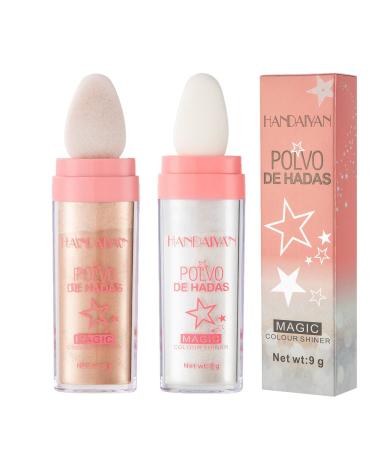 Paminify Body Glitter Powder  Polvo De Hadas Shimmer Face Highlighter Powder  Bright High Gloss Fairy Glitter Sparkle Patting Loose Powder Makeup for Hair Body Blusher White Moonbeam+Brown 01 White Moonbeam+03 Golden Bro...
