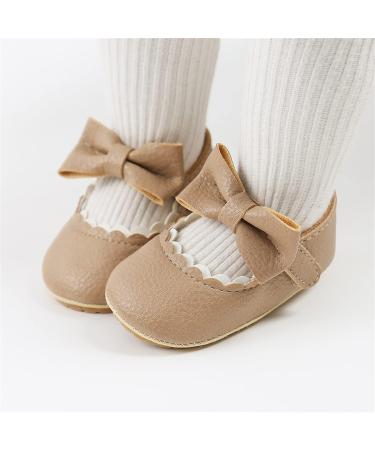 RVROVIC Baby Girl Moccasins | Princess Mary Jane Flat Crib Shoes 0-6 Months | Premium Lightweight Soft Sole Toddler Shoes (Beige) - Buy Online on SooperMarket.com