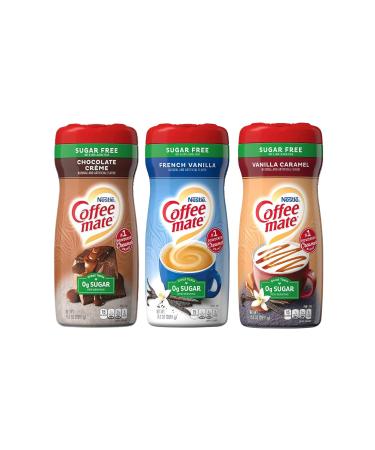 Nestl Coffee Mate Sugar Free Powdered Creamer | Chocolate French Vanilla and Vanilla Caramel | 3 x 289g