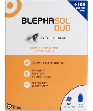 THEA PHARMA Blephasol Duo 100ml Eyelid Cleansing Micellar Lotion with 100 Cotton Pads | Preservative-Free Formula for Daily Eye Care | Ideal for Contact Lens Users - Buy Online on SooperMarket.com