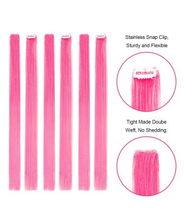 20 Inch Colored Clip in Hair Extensions - 10pcs Straight Pink Fashion Hairpieces for Party Highlights - Buy Online on SooperMarket.com