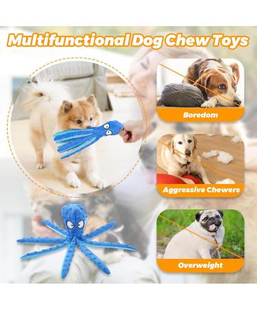Wandergo Squeaky Dog Toys 2 PCS Octopus Dog Toy with Crinkle Paper Plush Dog Teeth Cleaning Toy Dog Soft Toy Durable Dog Toys for Large Dogs Medium Dogs Playing(Blue+Green) - Buy Online on SooperMarket.com
